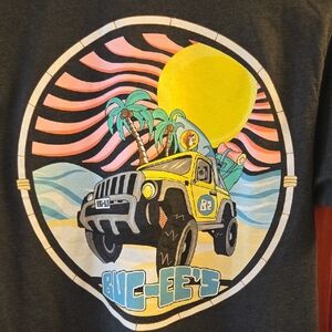 Graphic Tee with Jeep and Palm Trees